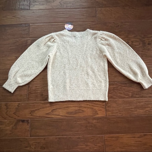 Love by Design thick cream & Gold sparkled pullover puff sleeve sweater - Picture 8 of 14